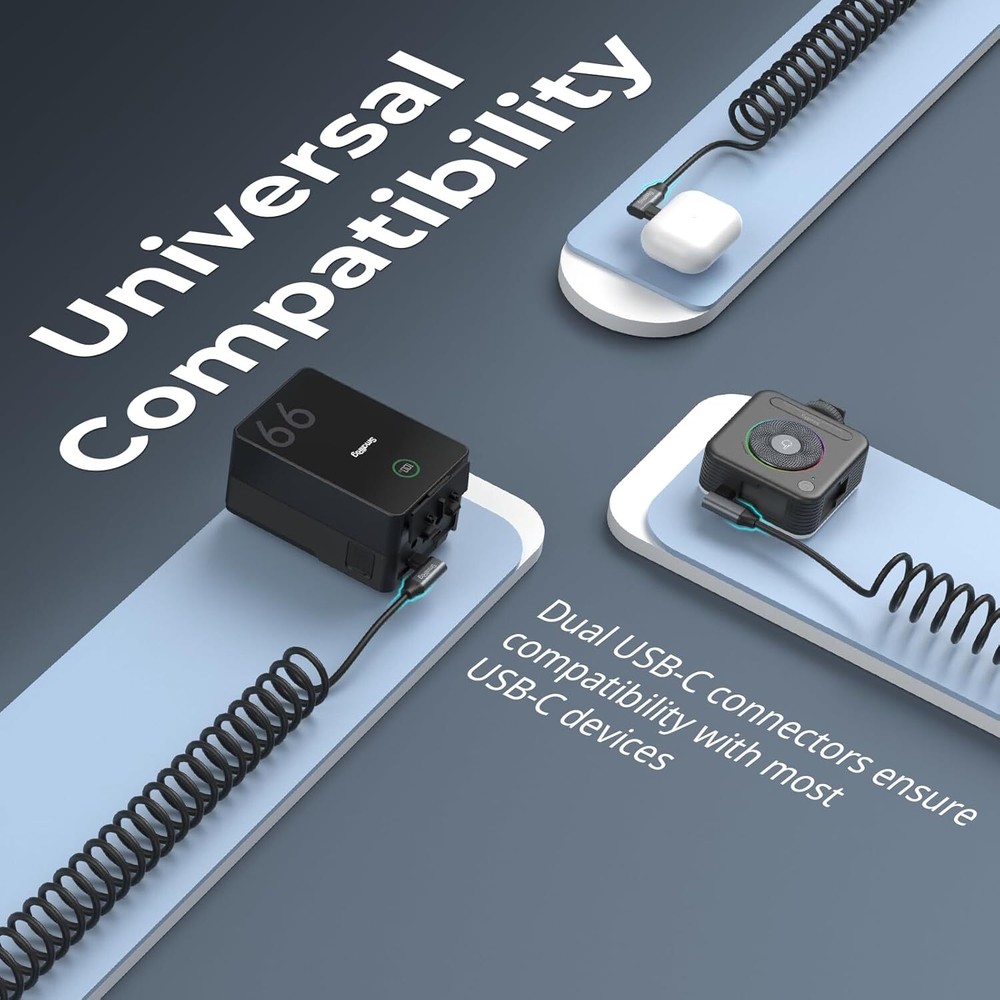 SmallRig USB-C (Straight/Angled) to USB-C (Angled) Coiled Data Cable 4793