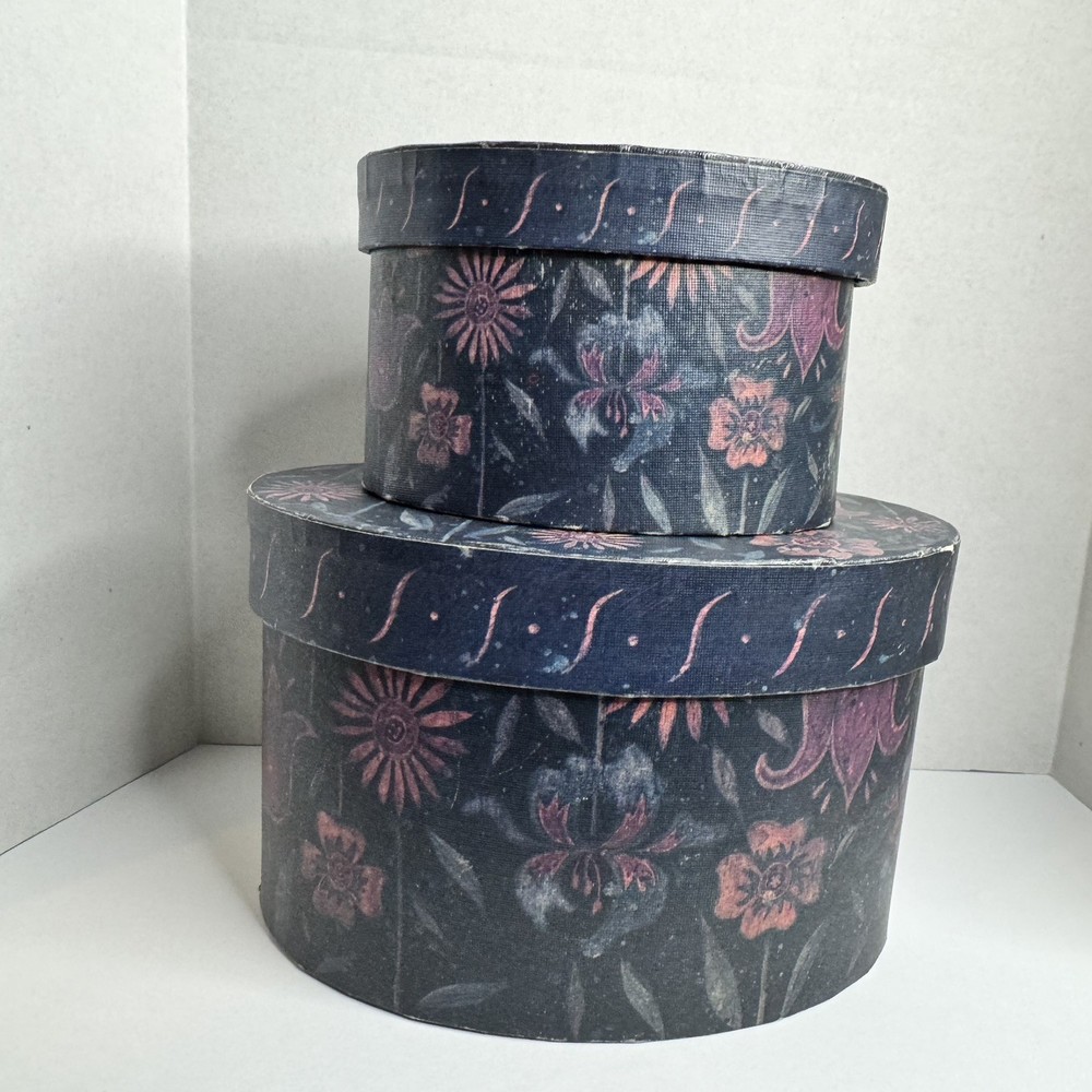 Bob’s Boxes 2 Stacking LANG Folk Art PRIMITIVE BLOOMS Box Susan A. Winget Oval
