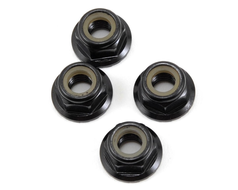 Tekno RC M5 Aluminum Serrated Flanged Locknut (Black) (4) [TKR1215]