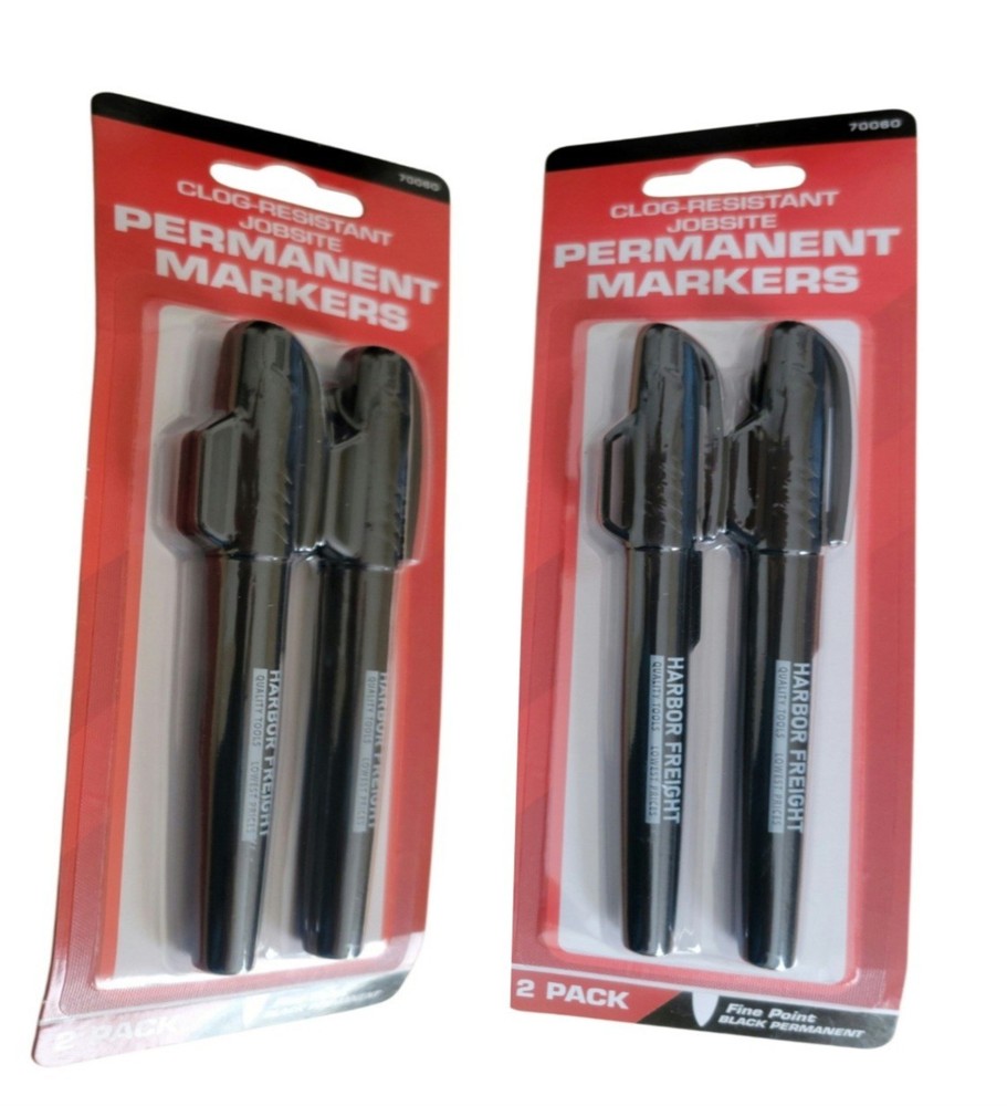 Clog-Resistant Jobsite Two Permanent Markers, 4-Pack