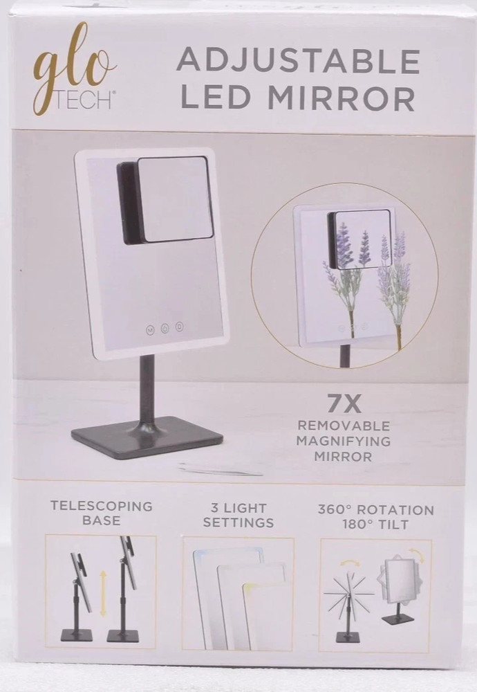 GloTech Adjustable Calypso LED Mirror White - New  in Box