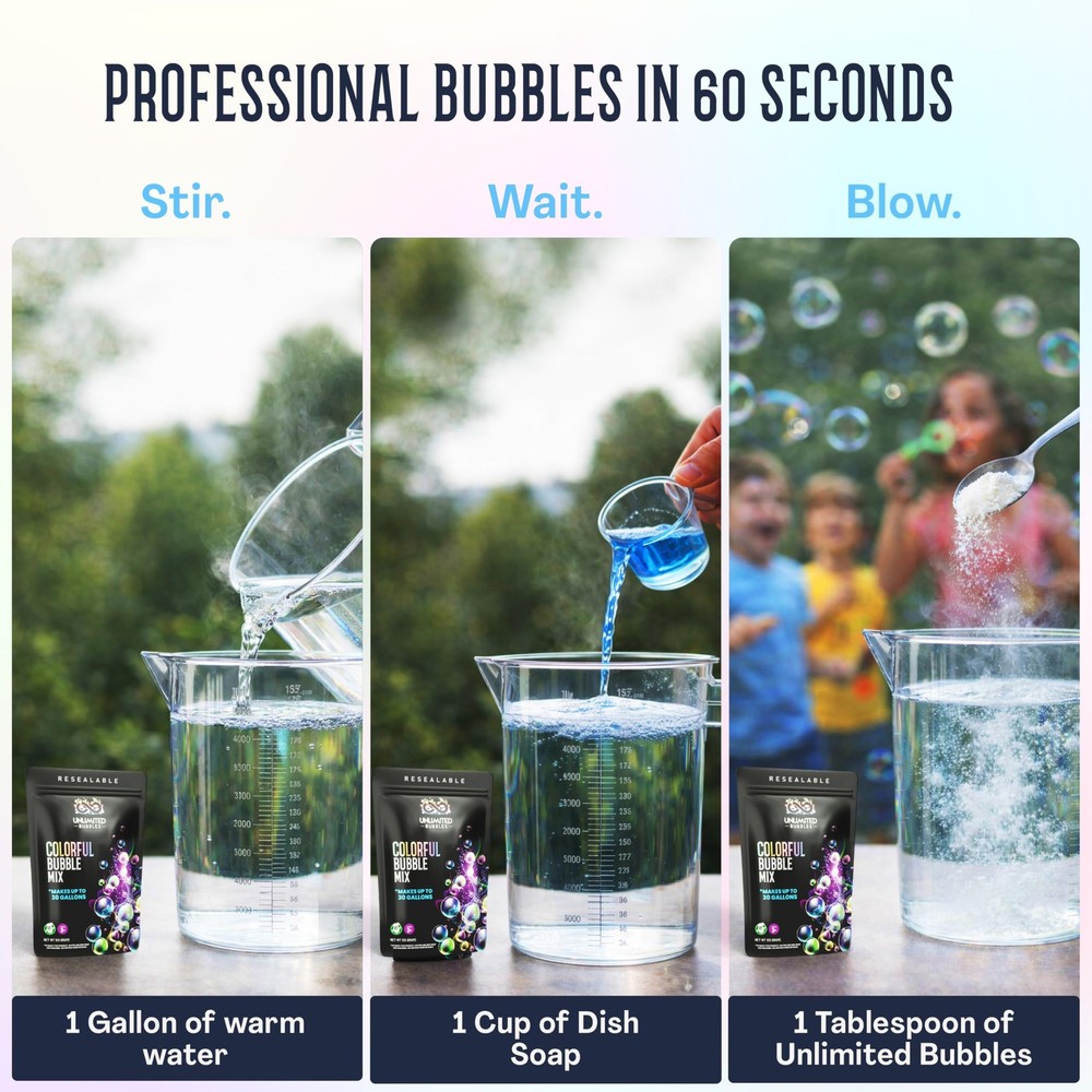 Bubble Powder Refill Mix – Makes 30 Gallons – DIY Bubble Solution – Just Add ...