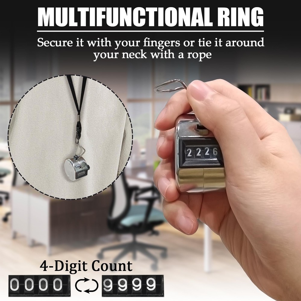 Hand Tally Counter Clicker 4 Digit Mechanical Counting Tool