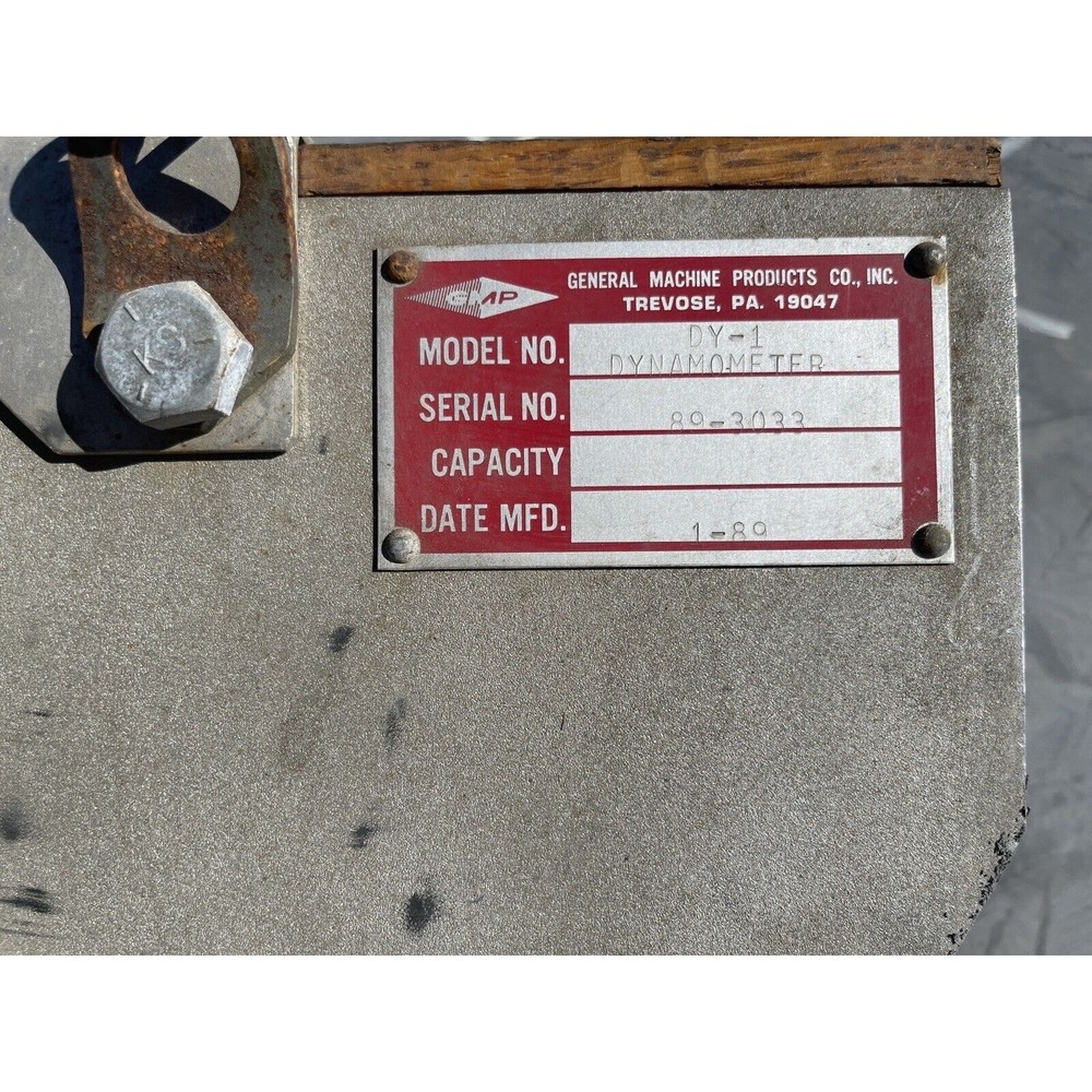 GENERAL MACHINE PRODUCTS DY-1 DYNAMOMETER, 20,000 Lb