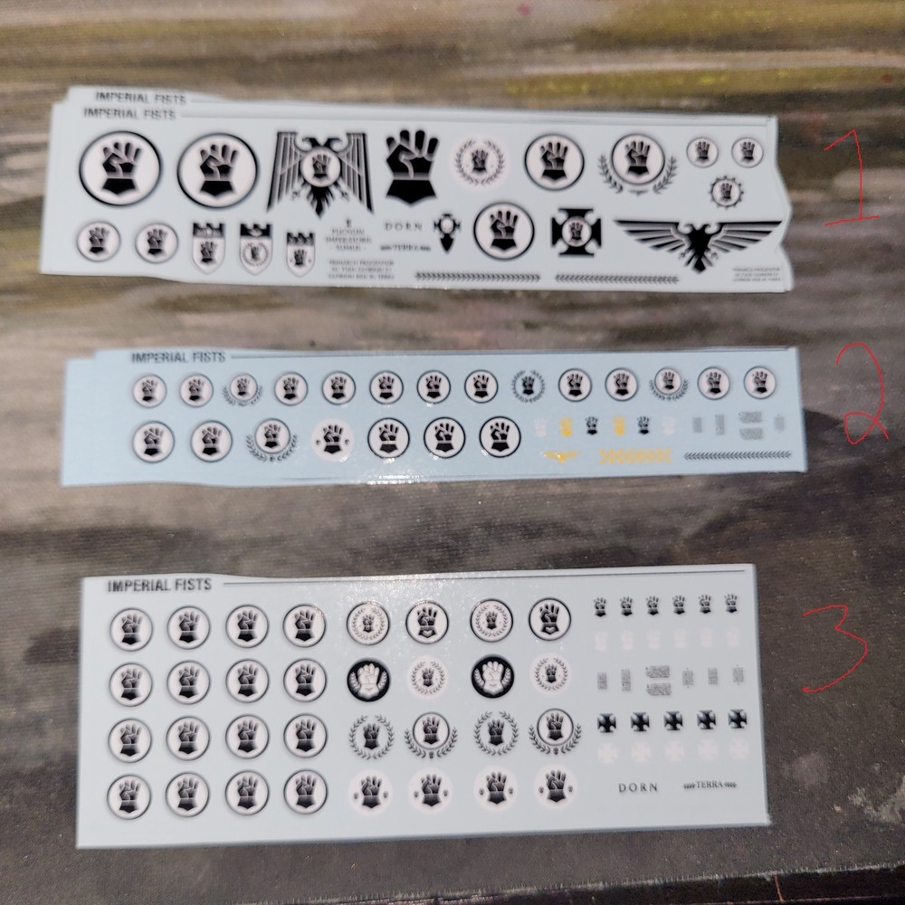 imperial fists transfer sheet