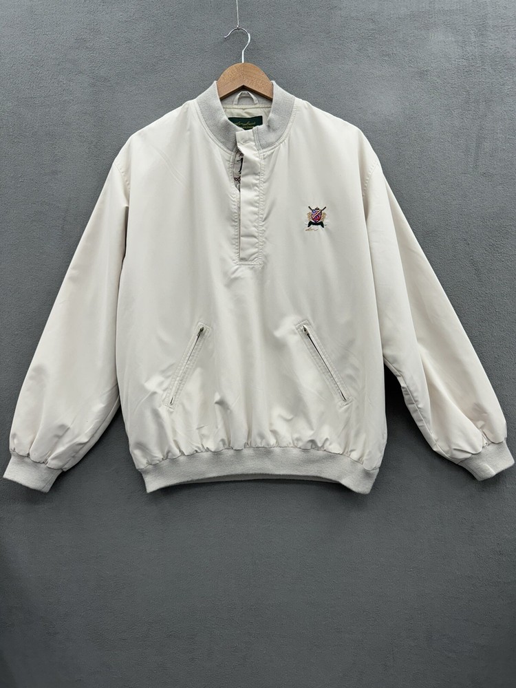 Sam Snead Mens Large 1/2 Button Golf Pullover Jacket Cream Vintage