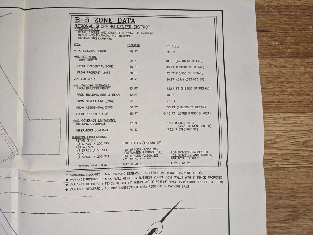 Boonton New Jersey Development Plan Blueprint 36" X 24"