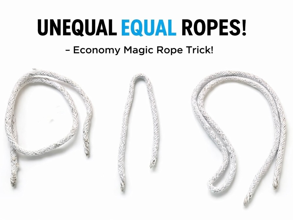 UNEQUAL EQUAL ROPES PROFESSORS NIGHTMARE Magic Trick Set 3 White Change Sizes