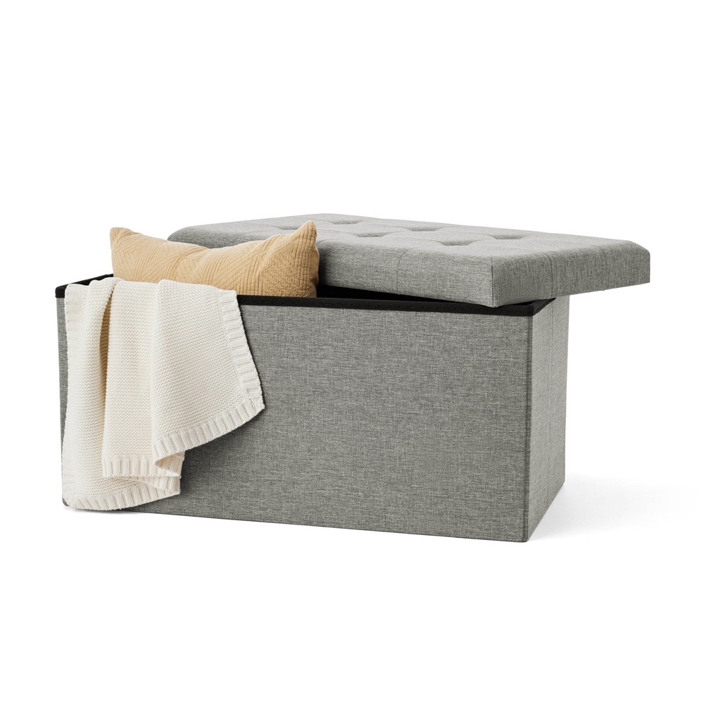 30" Collapsible Storage Ottoman Cream