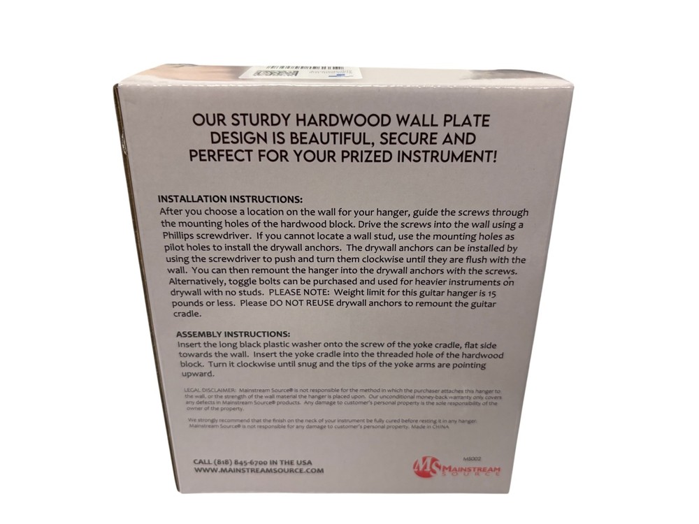 Mainstream Source® GUITAR WALL CRADLE MS002 "Free Picks" -Maple