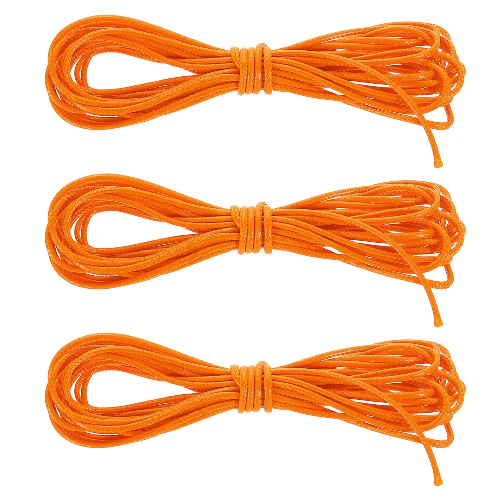 3Pcs Waxed Polyester Cord, 5.5 Yard 2mm Wax Bead Thread String, Orange
