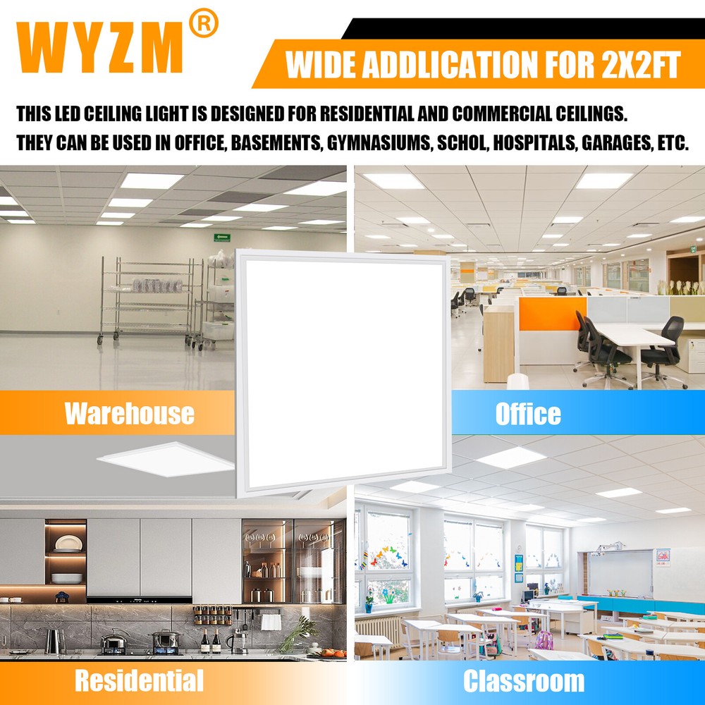 2Pack 2x2FT 45W LED Flat Panel Light,0-10V Dimmable,Drop Ceiling Lights,100-277V