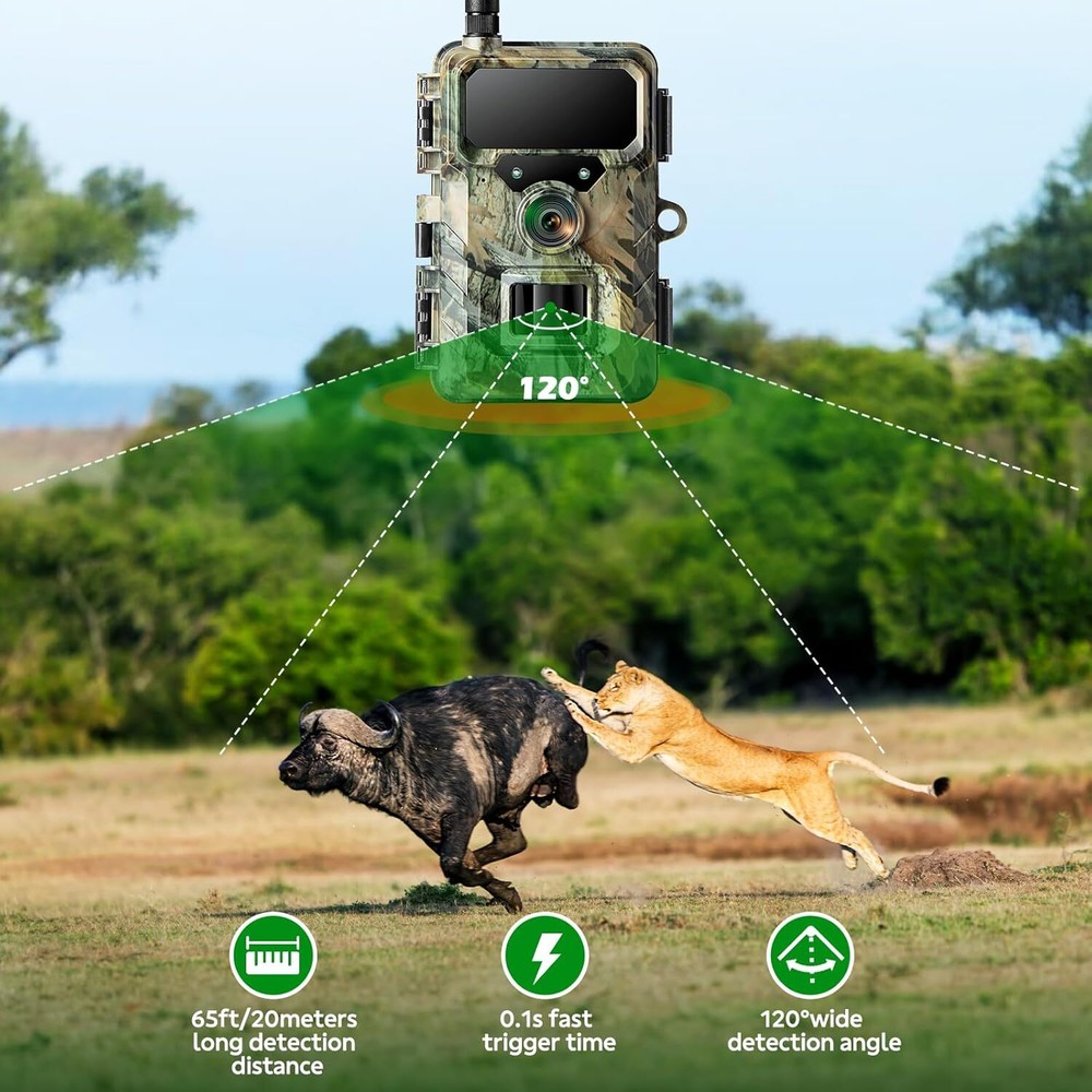 4G LTE Cellular Trail Camera + 64Gb SD Hunting Game Security Camera 0.1s Trigger