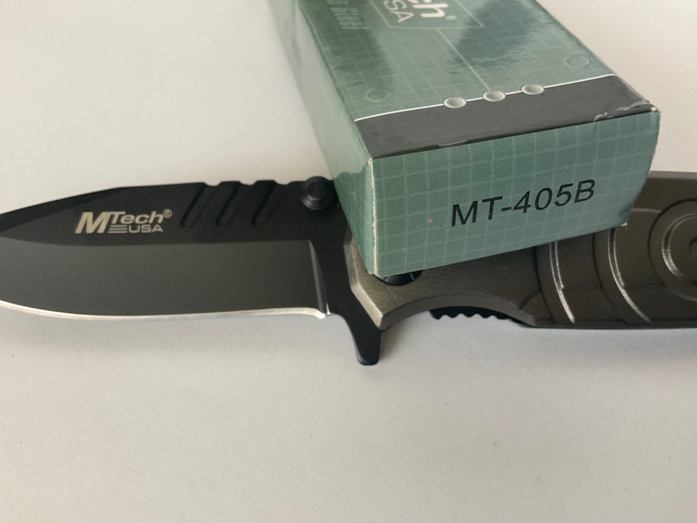 M-Tech Tactical Folding Knife Circle Pattern Handle in Gunmetal Grey MT-405B