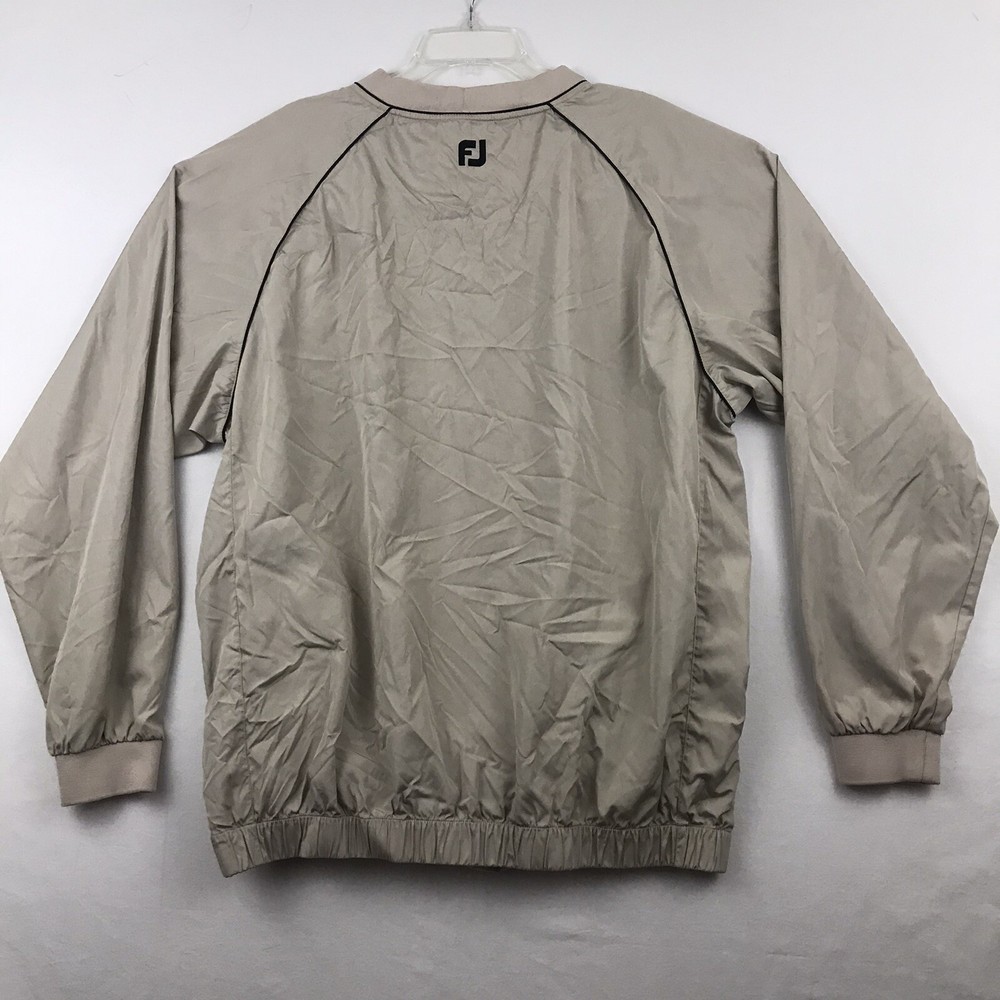 FootJoy Mens Packable Pullover Golf Jacket Rain Wind Size XL Beige