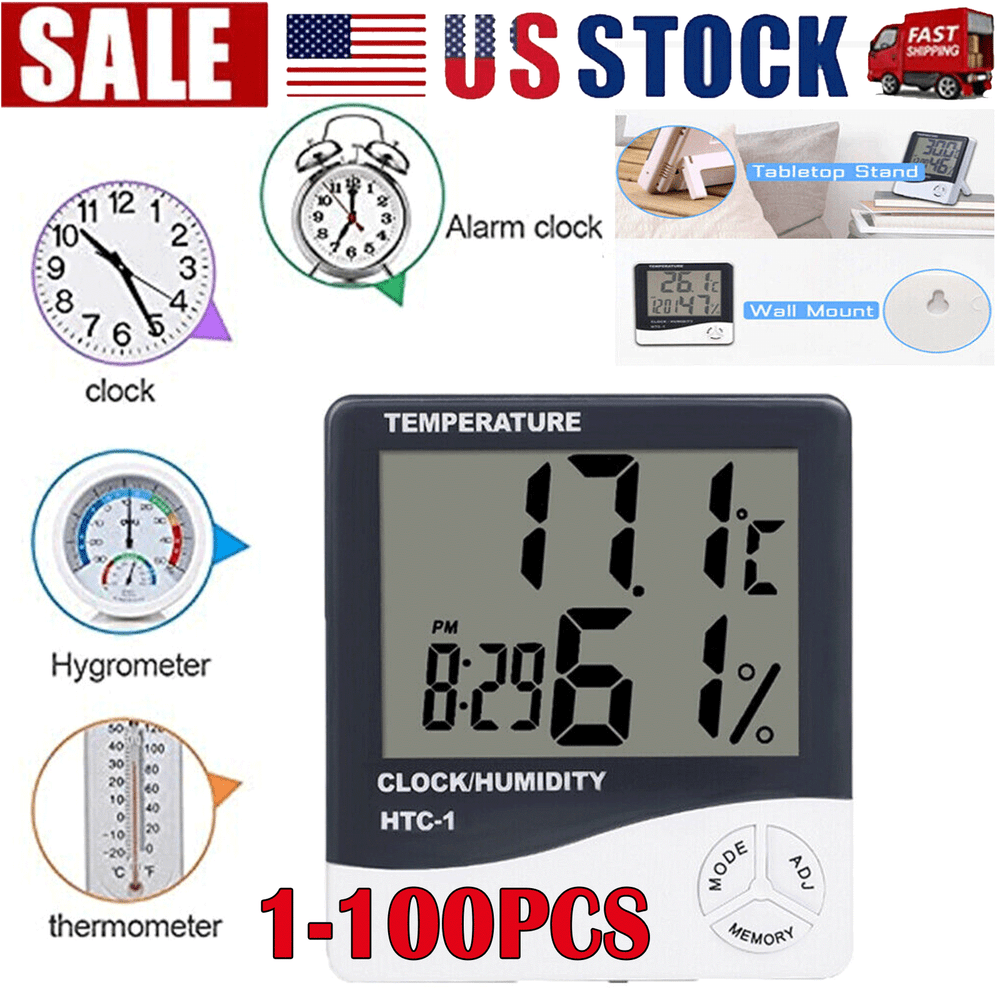 Thermometer Indoor Digital LCD Hygrometer Temperature Humidity Meter Alarm Clock