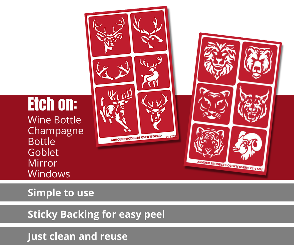 Exotic Wildlife Animals Pattern 2 Glass Etching Stencils Reusable Armour Etch