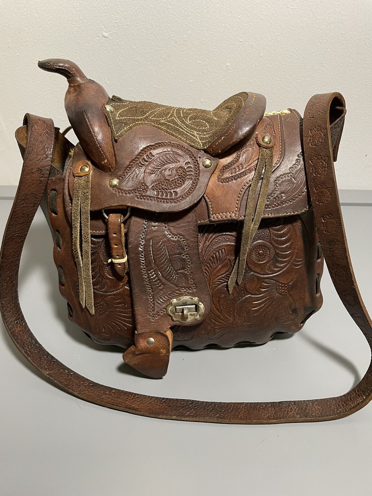 Vintage tooled leather Saddle Purse