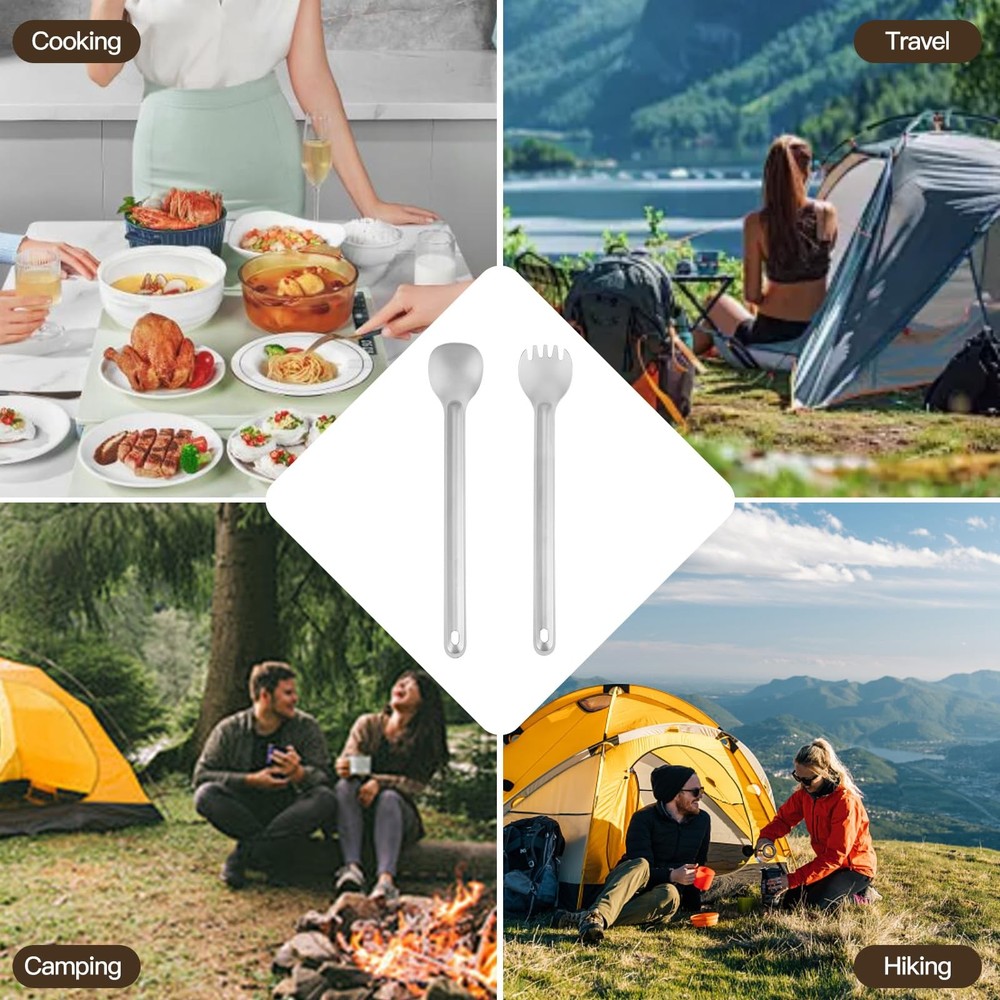 Titanium Long Handle Spork and Spoon Camping Utensils
