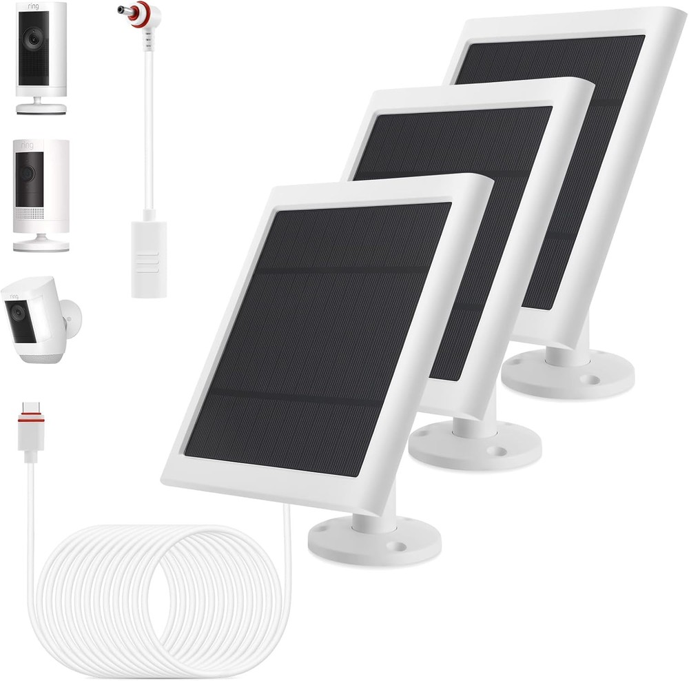 3 Pack - Solar Panel for Ring Camera, Compatible with Spotlight 3