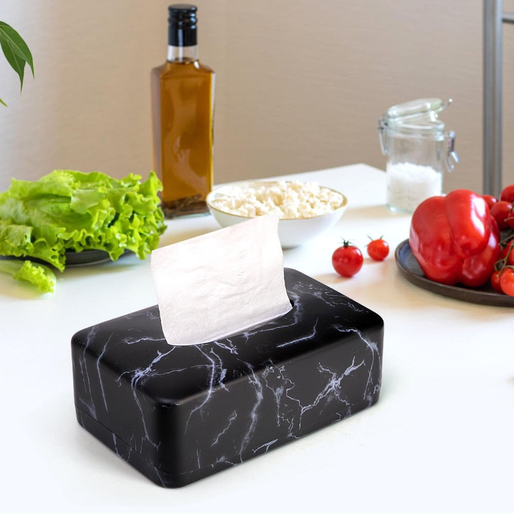 Nagpew Tissue Box Holder, Rectangular Napkin Dispenser Cover, Black