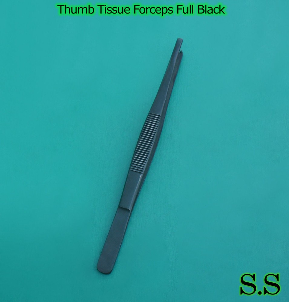 Thumb Tissue Forcep 6" Full Black Surgical Instruments Veterinary ENT