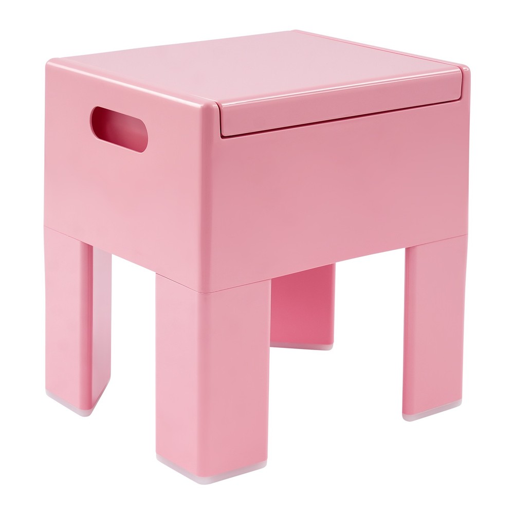 38*32*40cm ABS Side Table，Storage Stool，Multifunctional End Table，Pink Low Stool