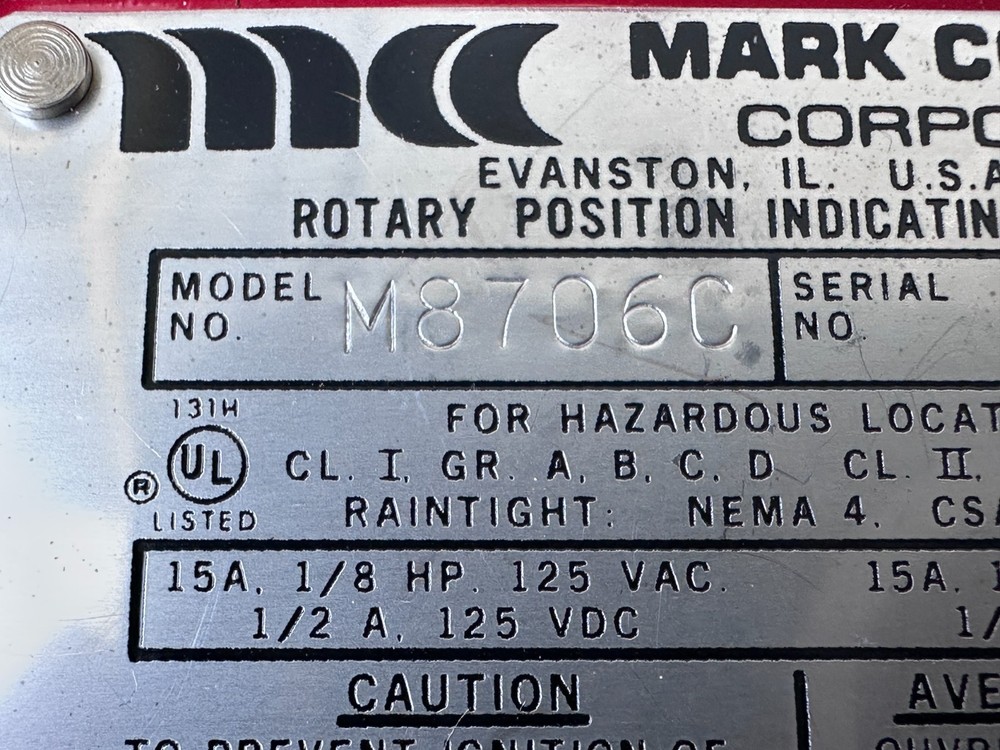Mark Controls M8706C Rotary Position Indicating Switch