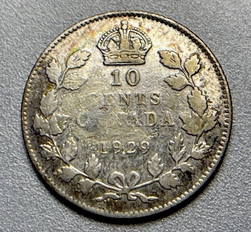 1929 Canada Silver Dime 10C Beautiful Toning