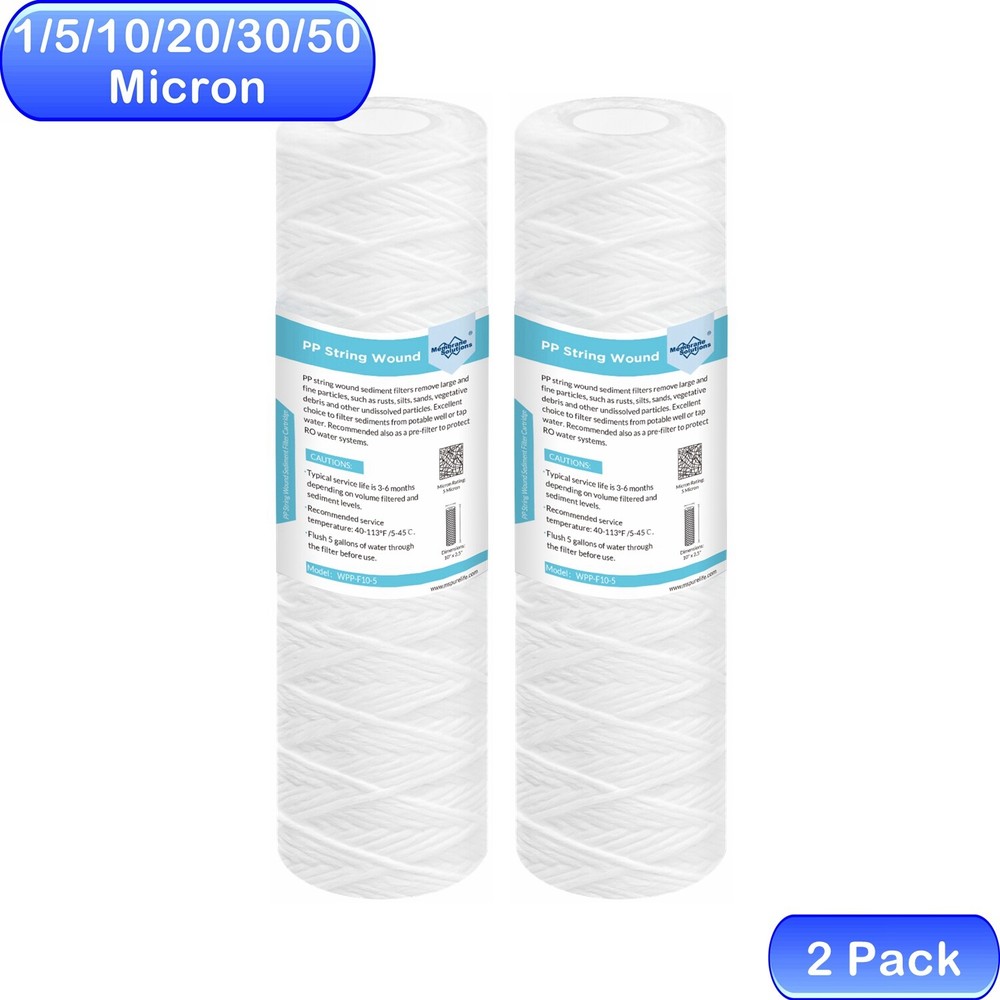 Universal 10" x 2.5" Whole House String Wound Sediment Water Filter Replacement
