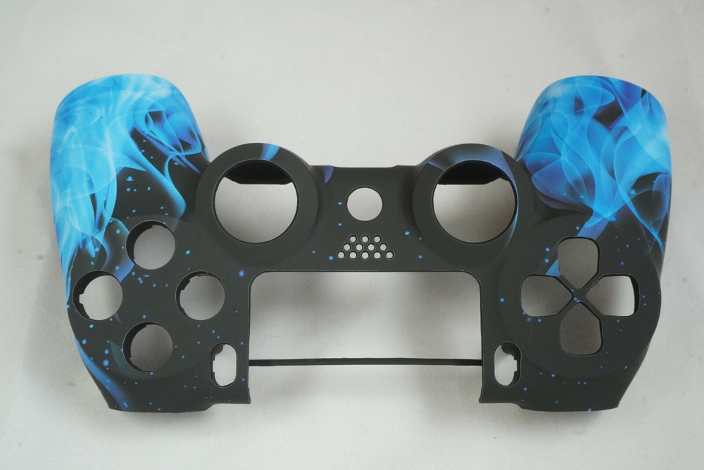 Blue Flame Soft Touch Front Face Shell For PS4 Controller - For current gen
