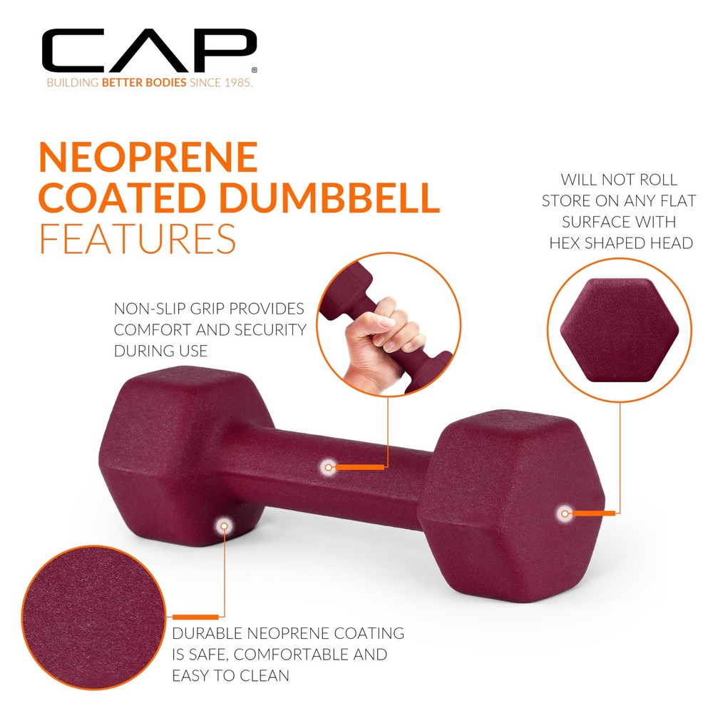 CAP Neoprene Dumbbell Weights, 2 lb Pair, Chartreuse