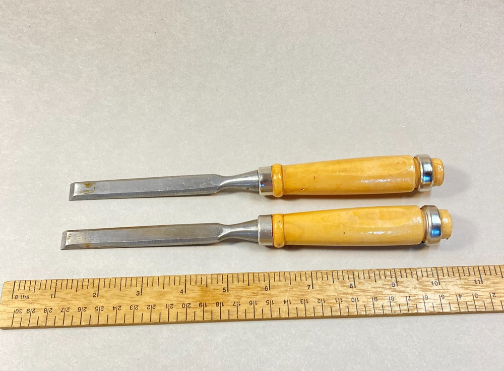 Wood Chisel Set 2 Pc 1/2" Beveled Edge Wood Handle
