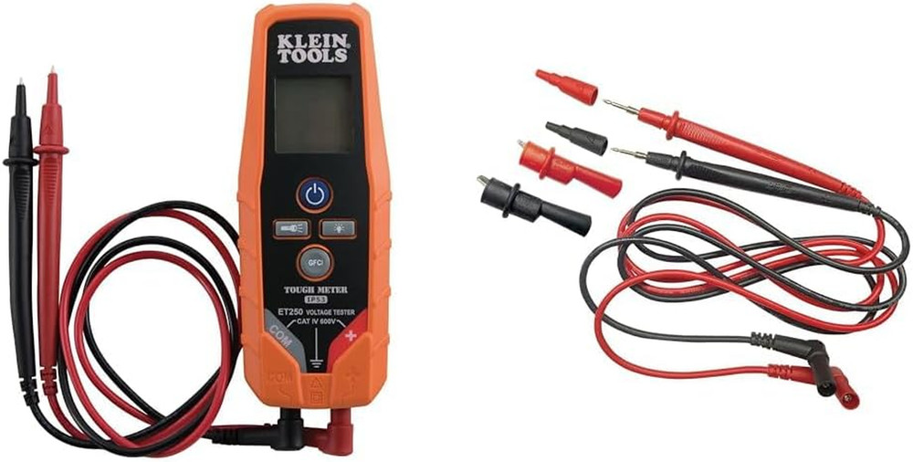 ET250 Voltage Meter Kit with Replacement Leads & Right Angle Clips Included
