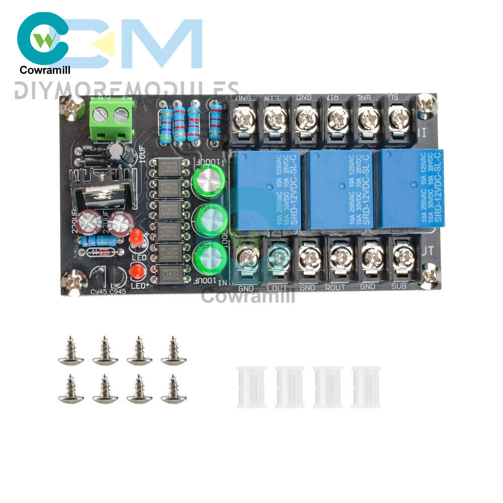 Stereo 2.1 3-channels Speaker Protection Board Delay Module Audio Amplifier D