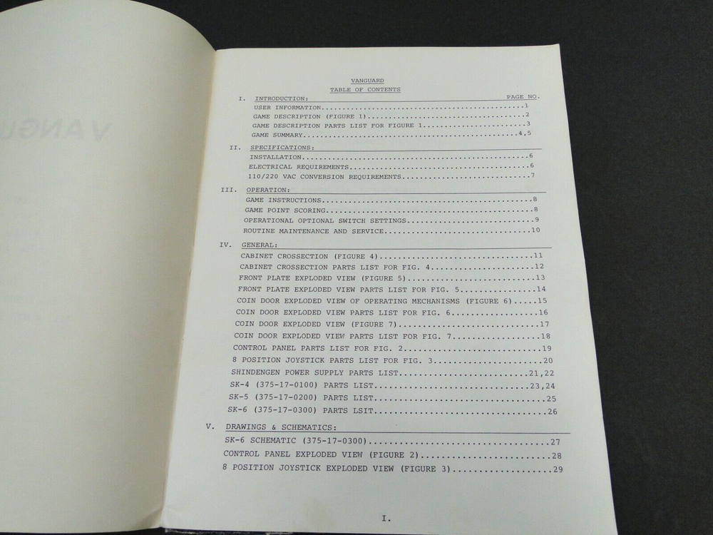 Vintage 1981 Vanguard Arcade Service Manual (Please Read Description)