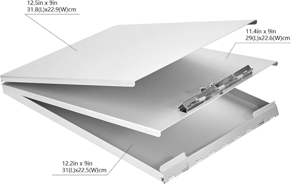 Aluminum Form Holder Storage Clipboard, 12.5" X 9" Silver