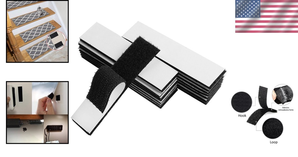 Versatile 1 Inch x 4 Inch Hook and Loop Strips - 15 Adhesive Sets for Easy Use