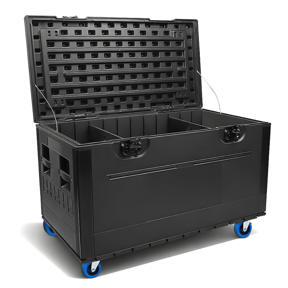 Cable Trunk Transport Road Case w/Wheels and Utility Divider Stackable Road Case