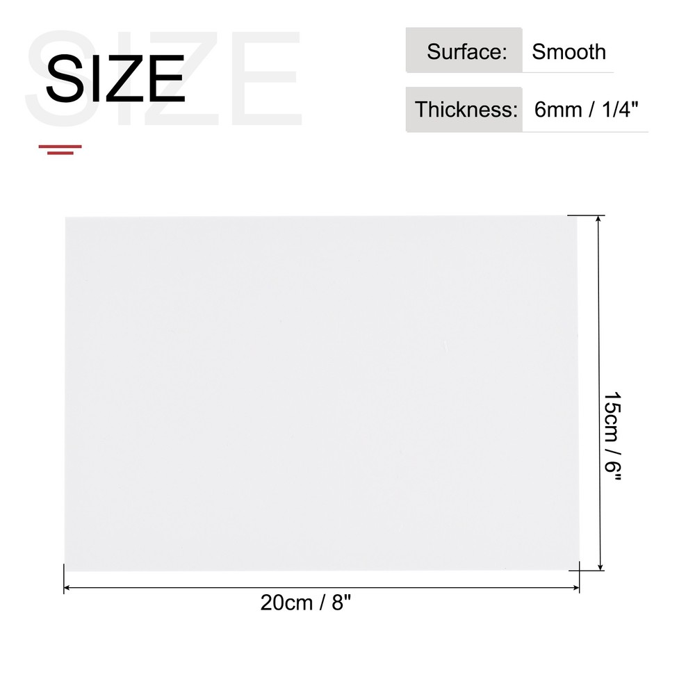 ABS Plastic Sheet 8 x 6 x 0.24" ABS Styrene Sheets White 3 Pcs