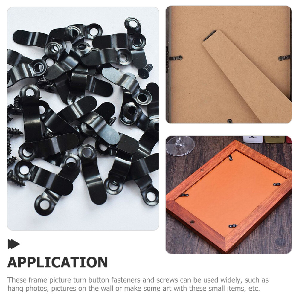 100Pcs Photo Frame Backing Clips Iron Picture Frame Turn Button Wall Display