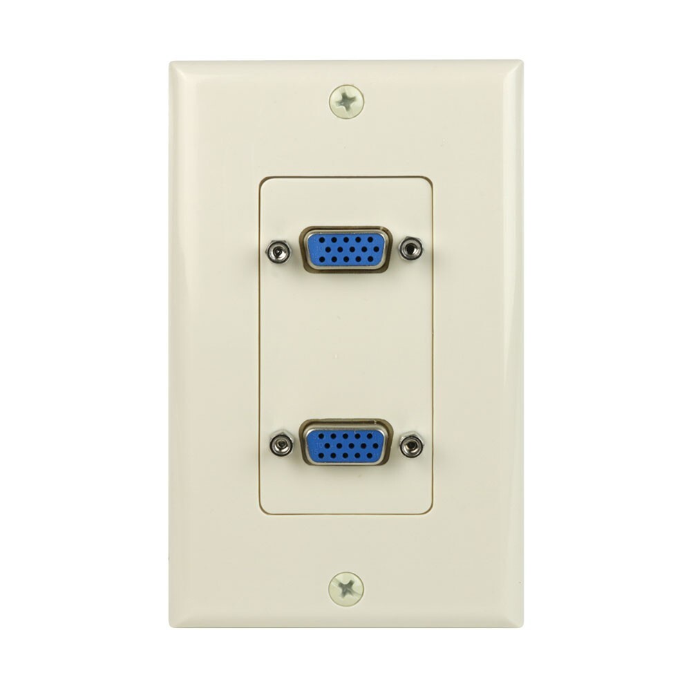 Construct Pro Wall Plate with Dual Female VGA Pass Throughs (Light Almond)