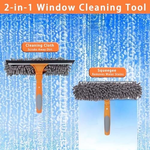 12.5 FT Window Cleaning Kit - Extension Pole, Squeegee, Washer & Gutter Brush