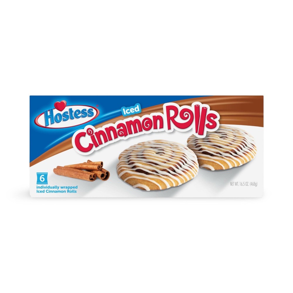 Hostess Cinnamon Rolls Snack Cake 6 Packs, 2 Boxes (12 Rolls Total)