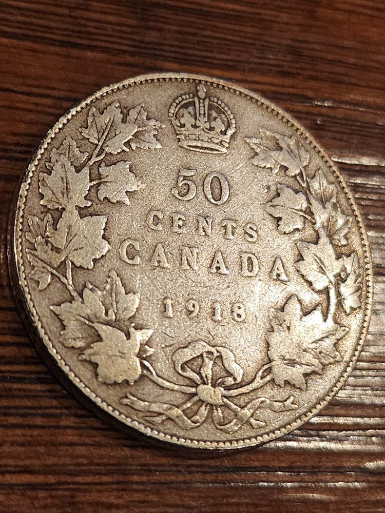 1918 Canada 50 Cents Silver Coin