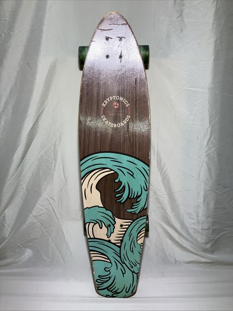 Kryptonics 36" Longboard Skateboard Blue Wave Sunset