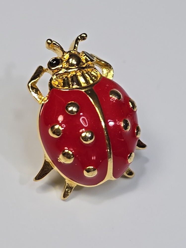 Trifari Red Ladybug Beetle Lapel Pin