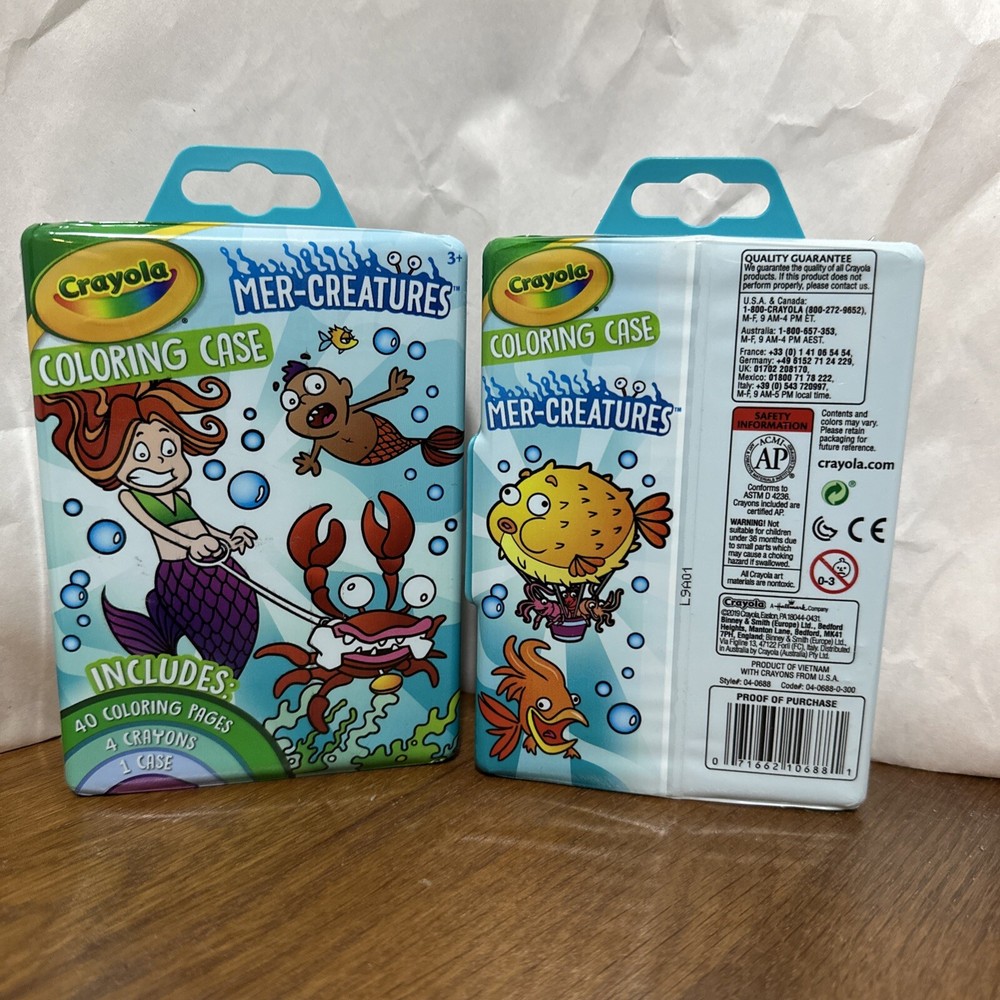 Crayola Mer-Creatures Coloring Case for Kids - Includes 40 Coloring Pages 2 Pack