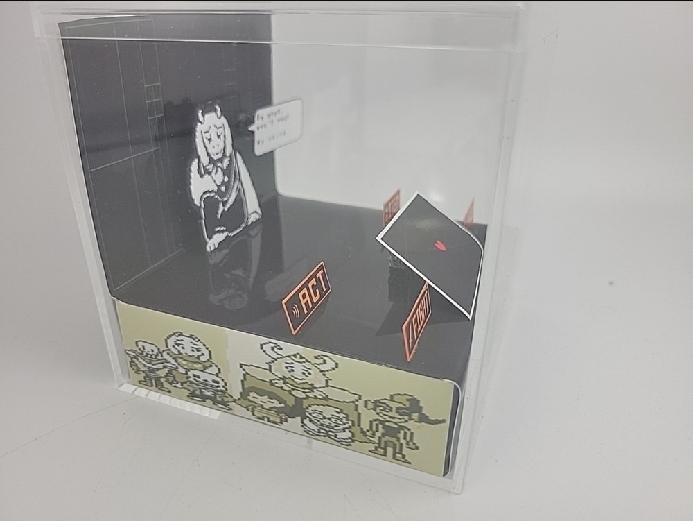 Undertale Retro PC 3D Cube Handmade Diorama Video Game Shadowbox