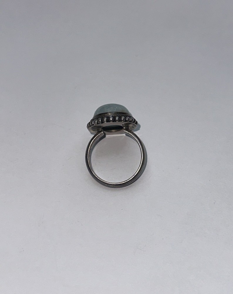 Vintage 925 Sterling Silver Oval Light-Blue Stone Ring